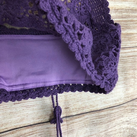 5/$25 Purple Crocheted Cropped Tank Size S - Picture 3 of 4